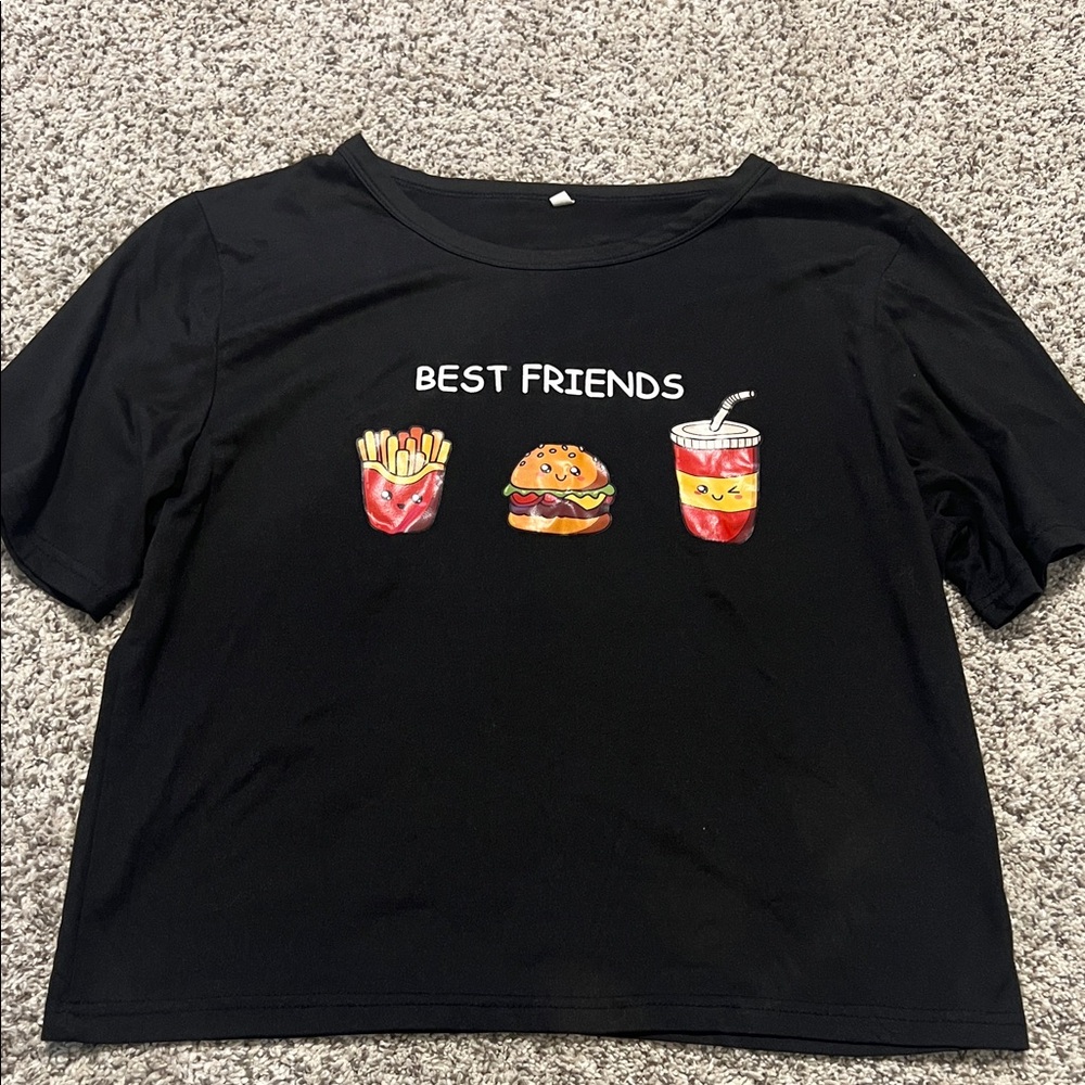 FINAL REDUCTION: Black Graphic PJ top with Fun Food Print